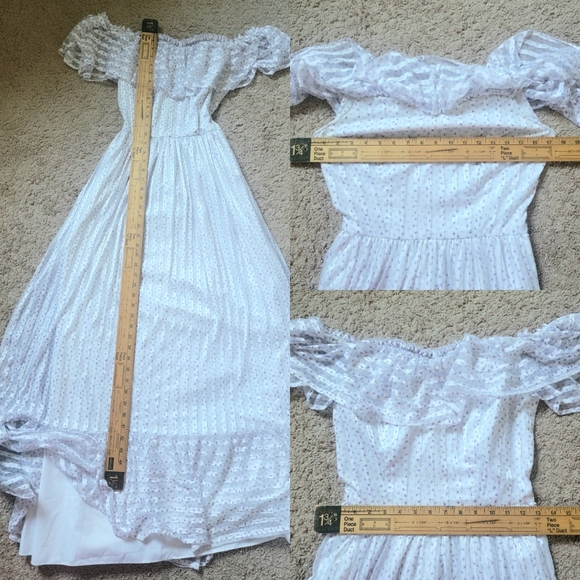 Vintage White and Purple Stripped Floral Maxi Dress - Picture 8 of 9